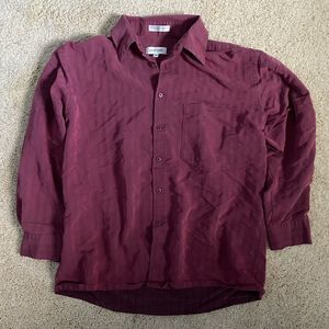 Pierre Cardin Men’s Burgundy Longe Sleeve Button Up Shirt | Size Medium
